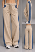Denim Side Panel Wide-Leg Sweatpants