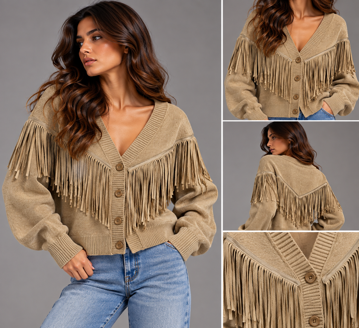 Fringe Detail Knit Cardigan