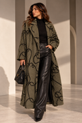 Olive Abstract Bouclé Coat