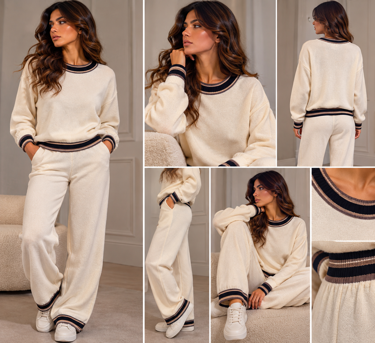 Contrast Trim Knit Set