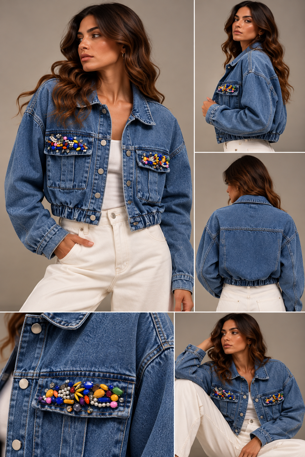 Beaded Pocket Denim Jacket
