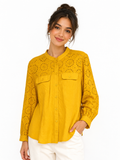 triped shirt with embroidered details