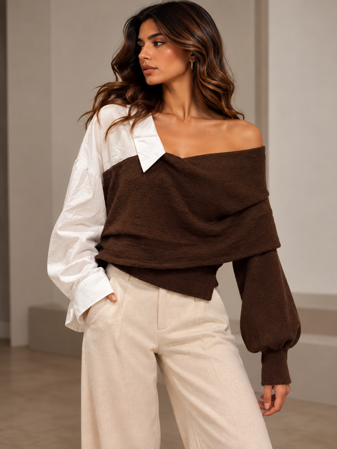 Asymmetric Layered Knit Top