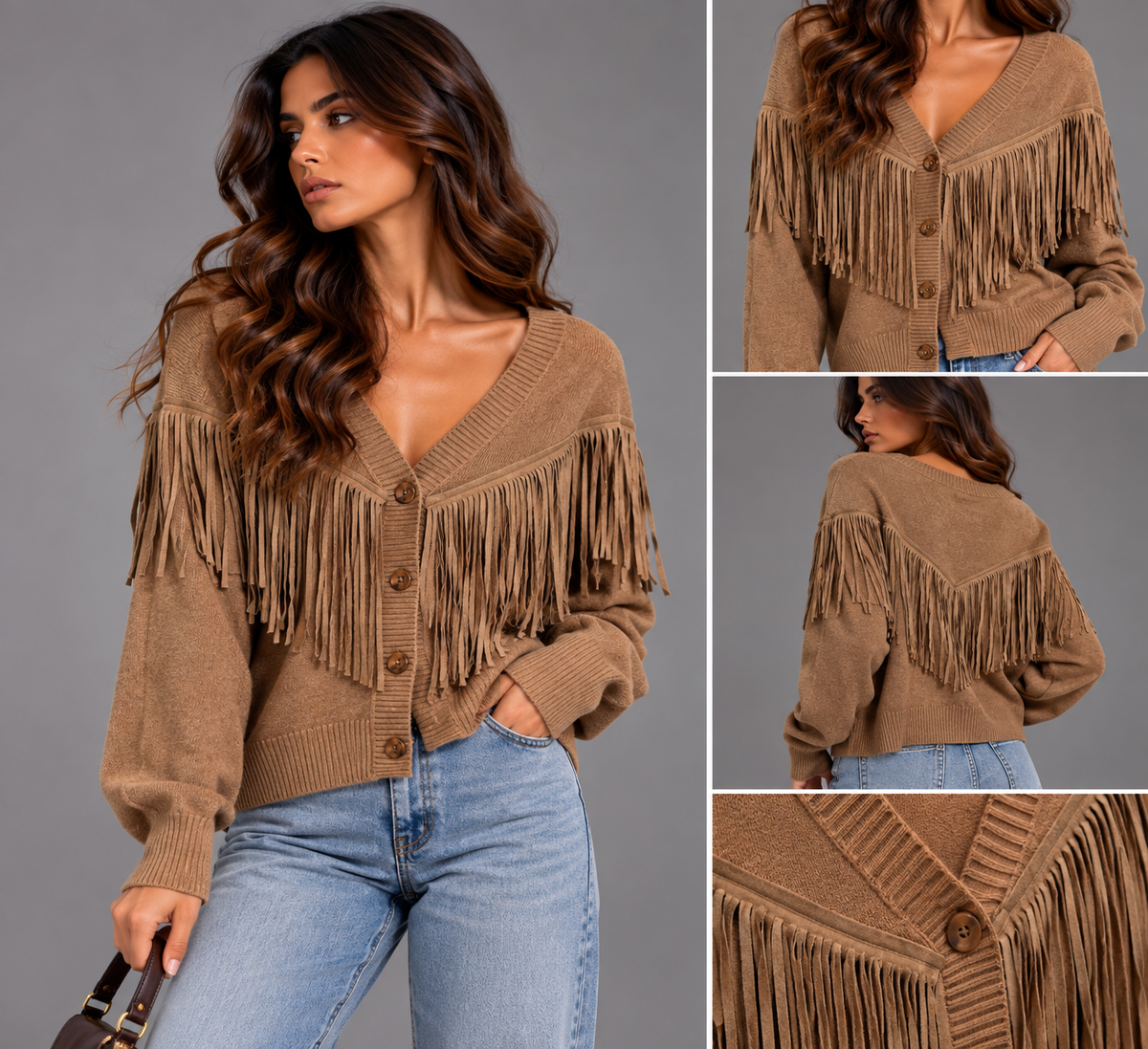 Fringe Detail Knit Cardigan