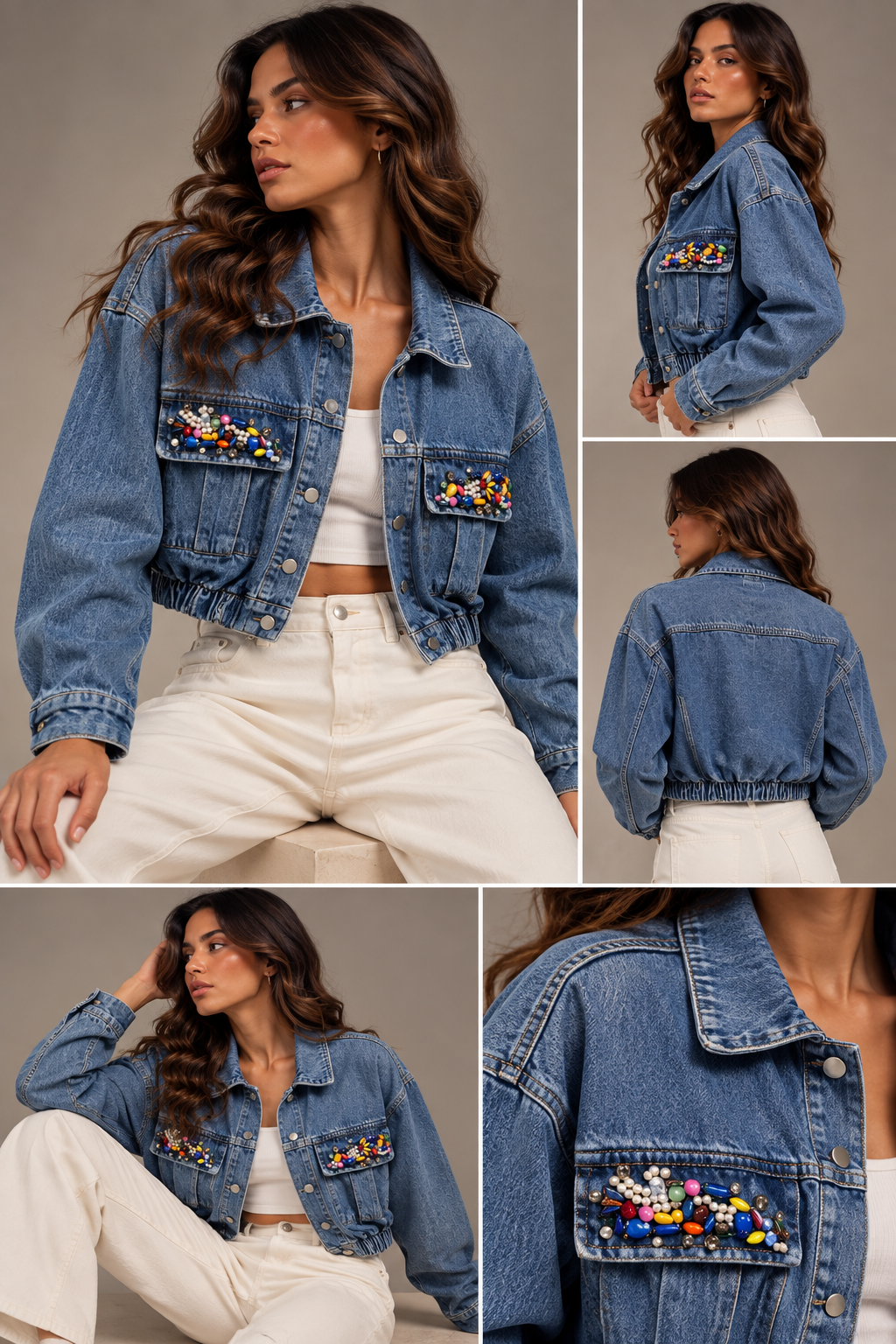 Beaded Pocket Denim Jacket