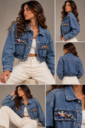 Beaded Pocket Denim Jacket