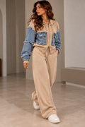 Denim Patchwork Hoodie Set