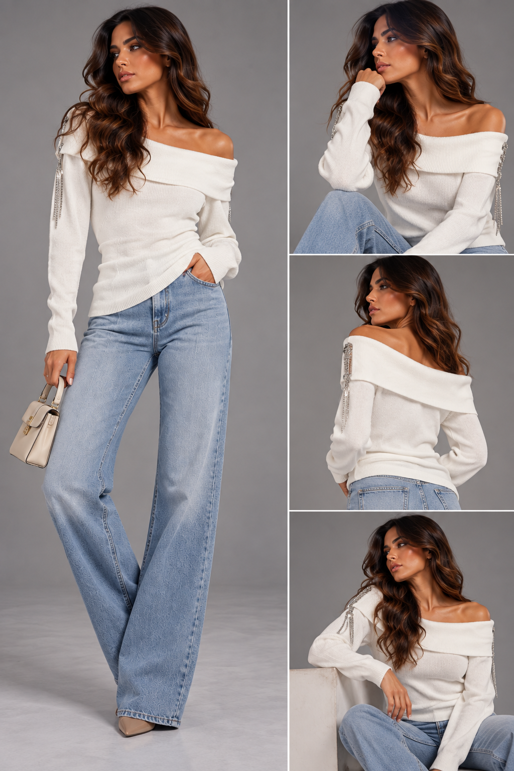 Pearl Shoulder Oversized Knit